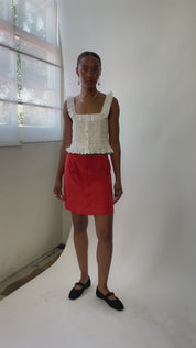 Blood Orange Linen Francoise Skirt