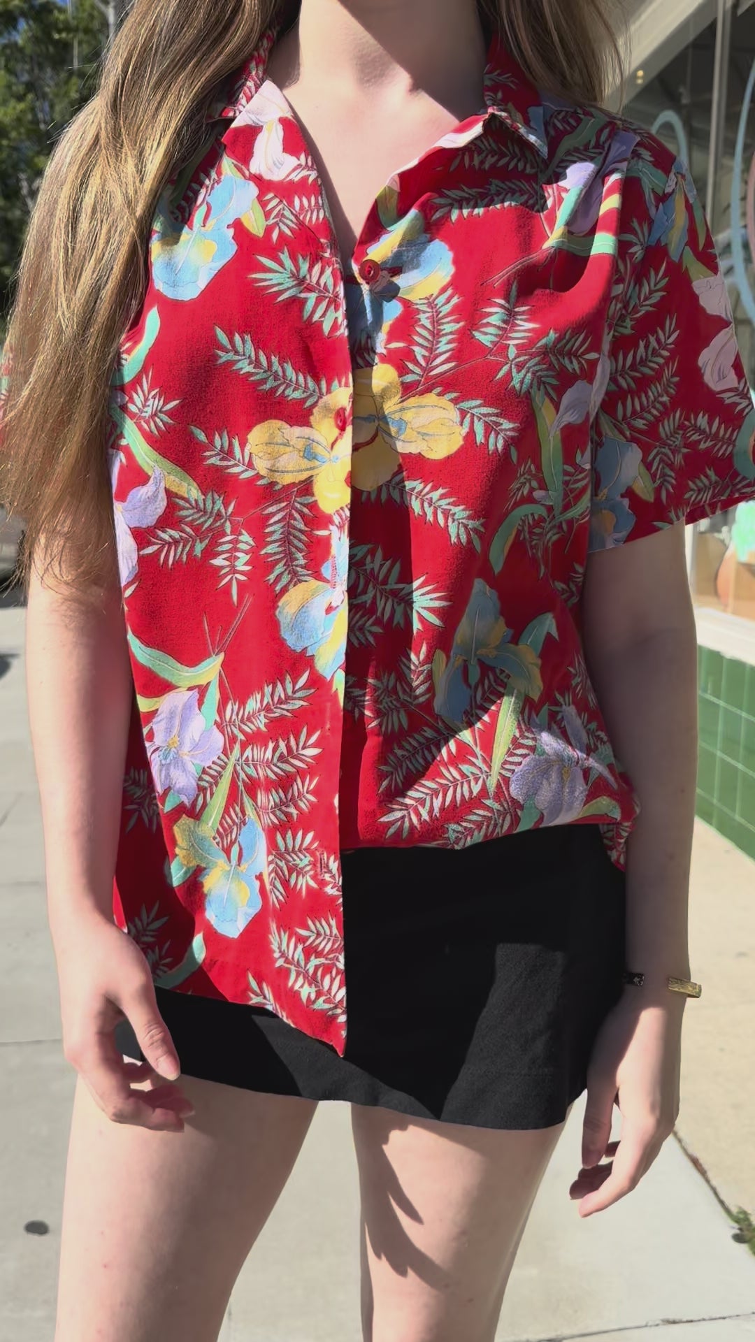 Red Shirley Hawaiian Top