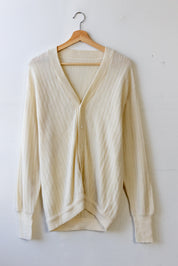 Cream Alpaca Ribbed Cardigan