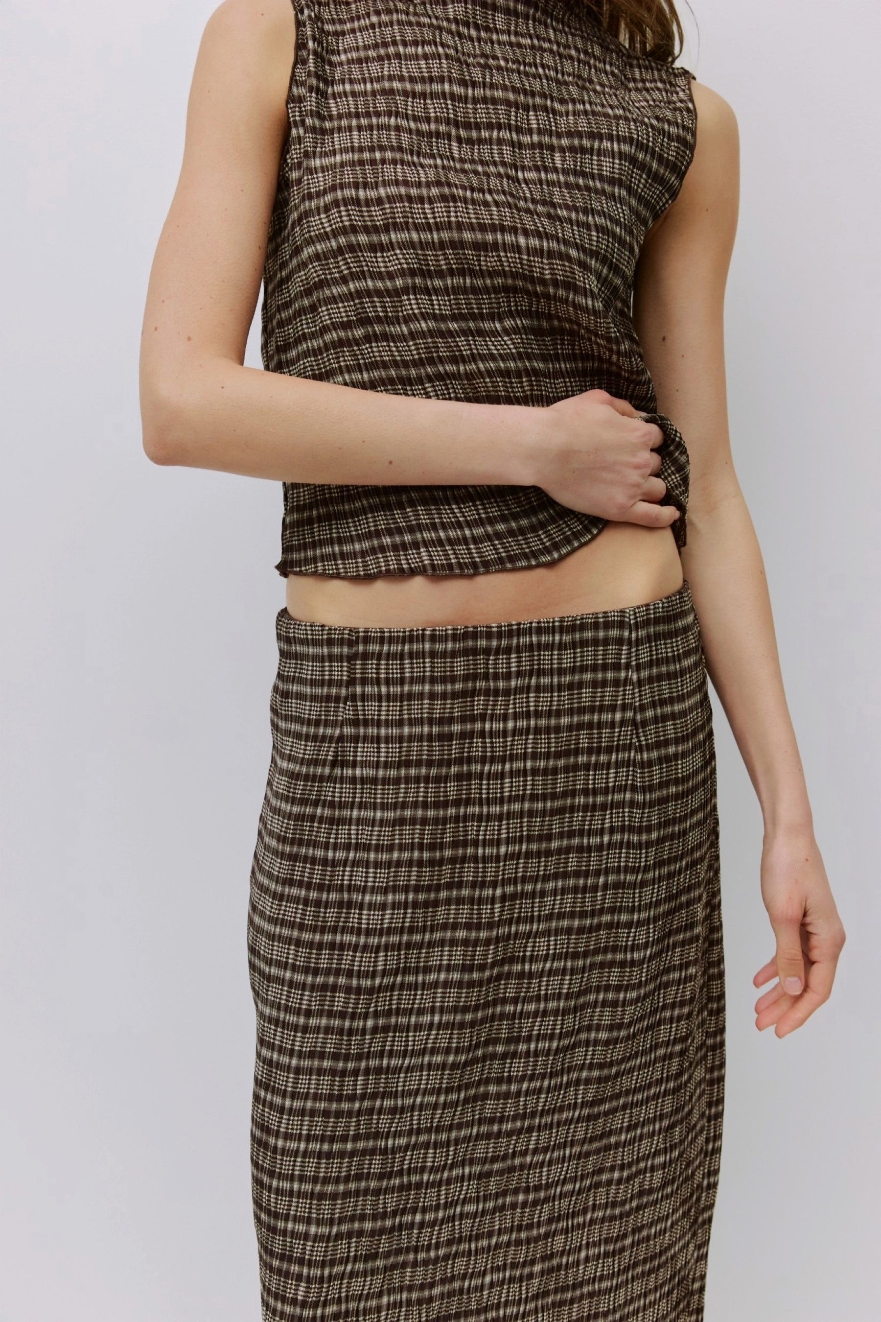 Brown Plaid Sab Skirt