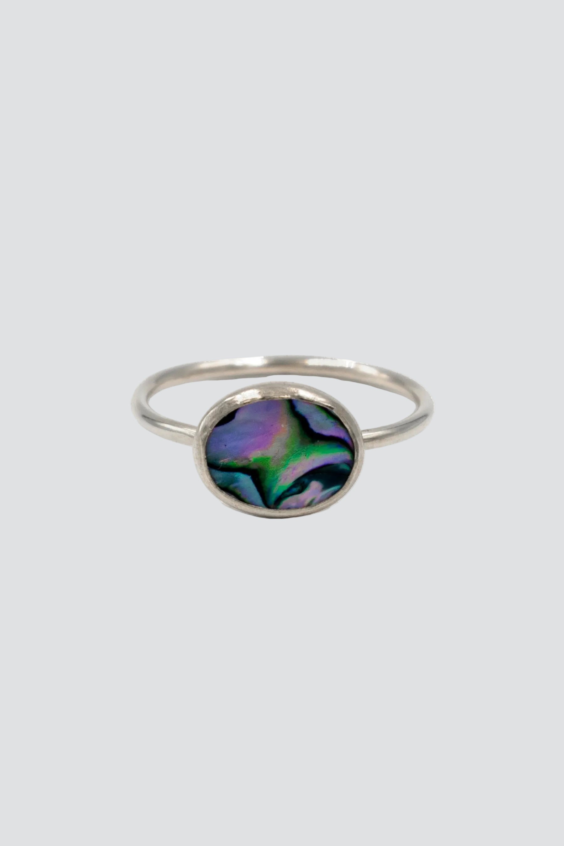 Silver Sideways Abalone Ring