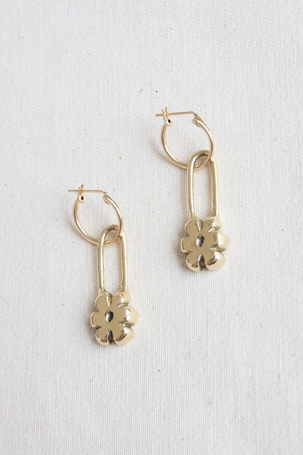 Gold Flower Pin Earrings