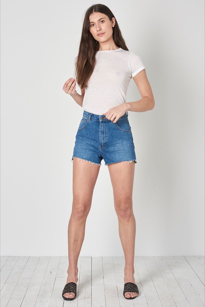 high waisted denim shorts