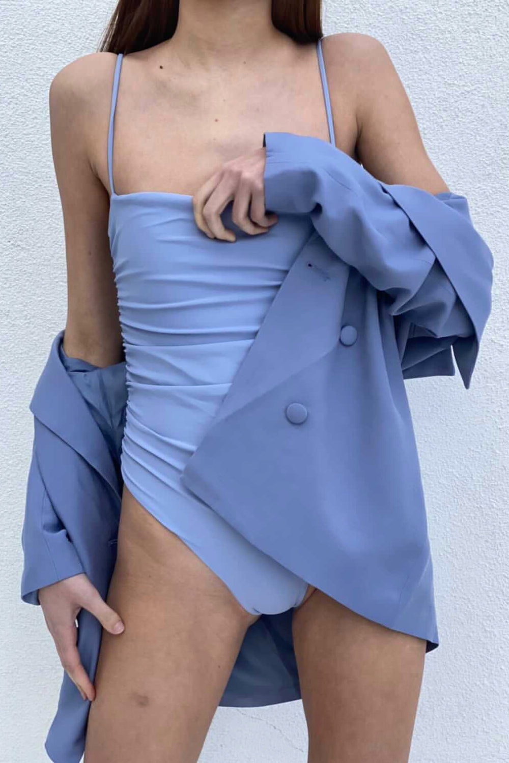 Periwinkle Ruched Maillot