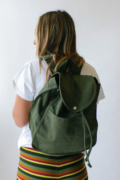 black and green leather backpack Elm Black Plant Leather Backpack