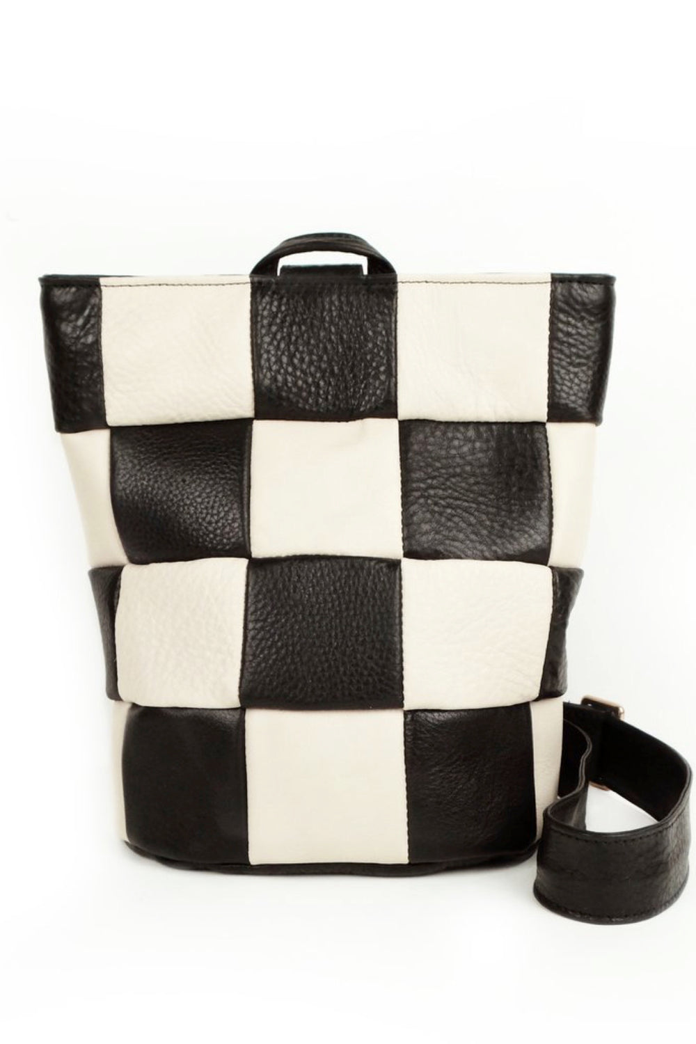Checked Leather Sling Bag