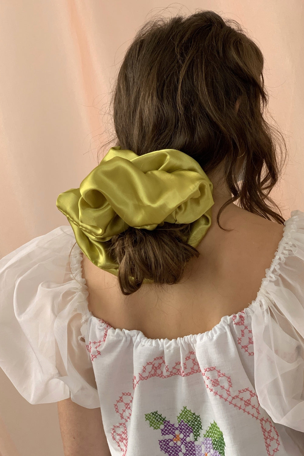 Chartreuse Giant Satin Scrunchie