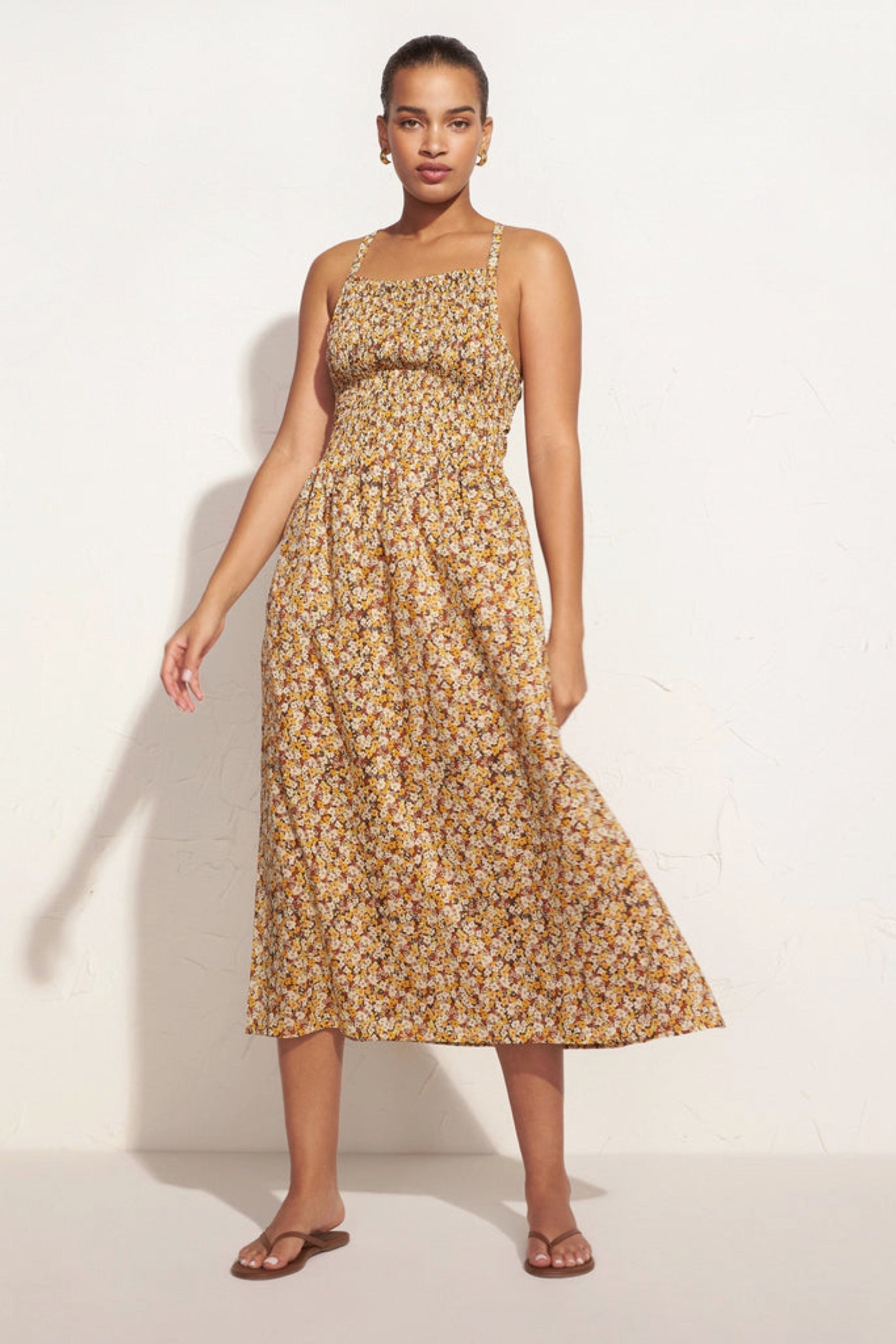knee length dresses for ladies Edelyn Floral Claretta Midi Dress