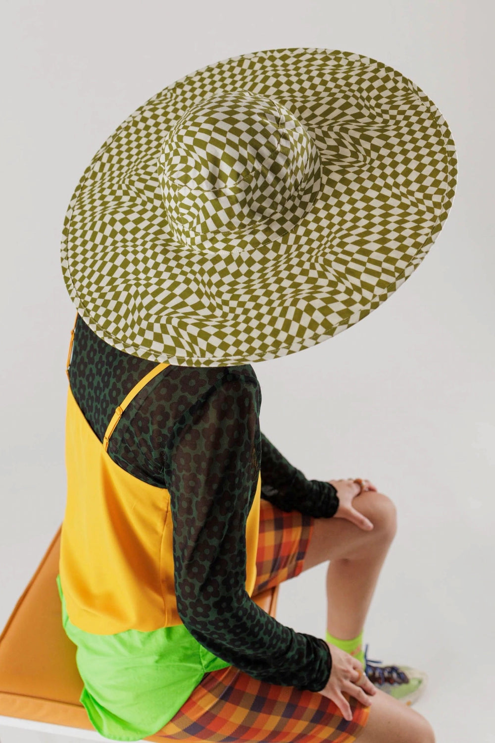 Moss Trippy Checker Packable Sun Hat