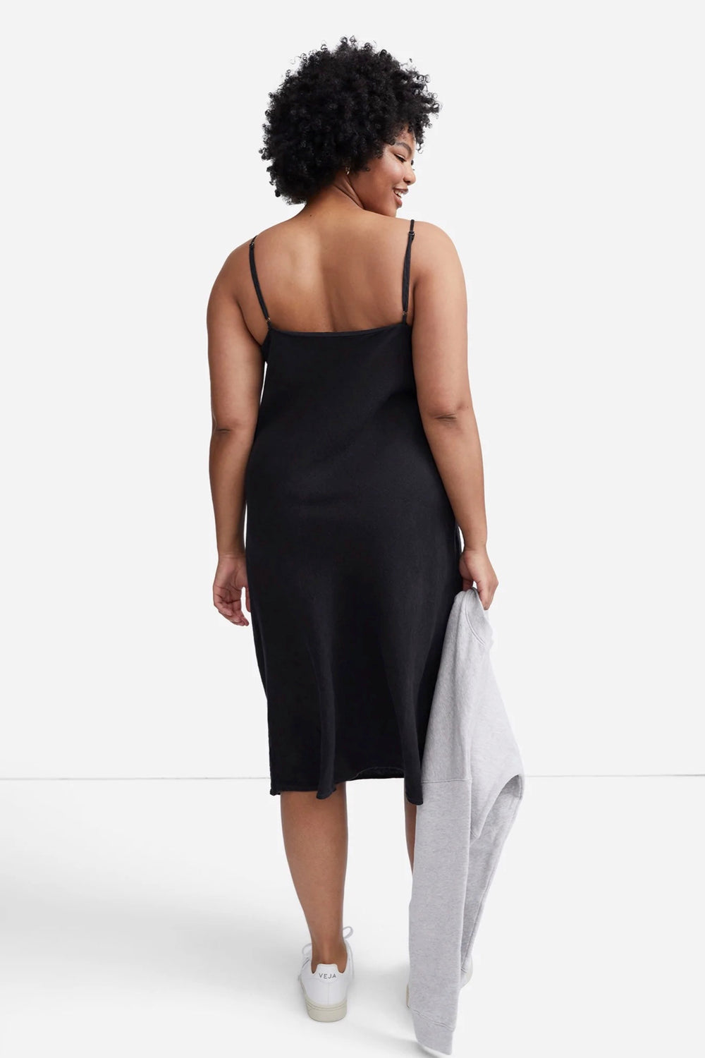 Jet Black Linen Slip Dress