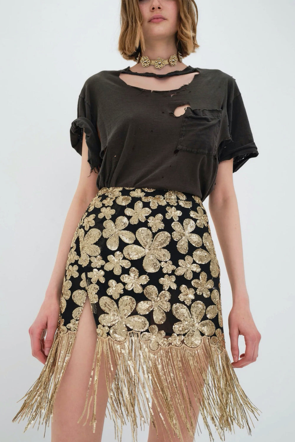 Gold Colette Mini Skirt