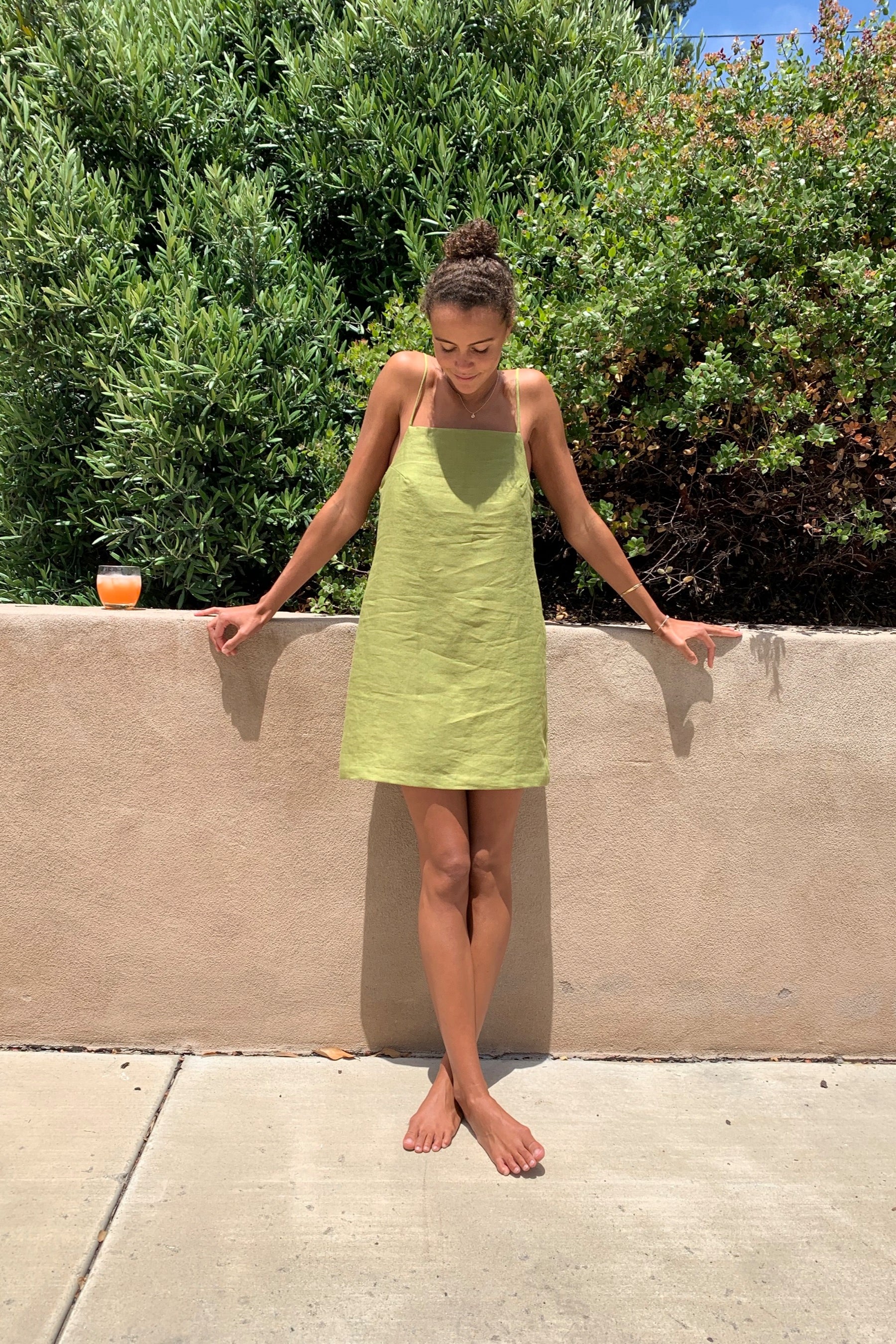Pistachio Linen Apron Mini Dress Prism Boutique Pistachio Linen Apron Mini Dress Prism Boutique