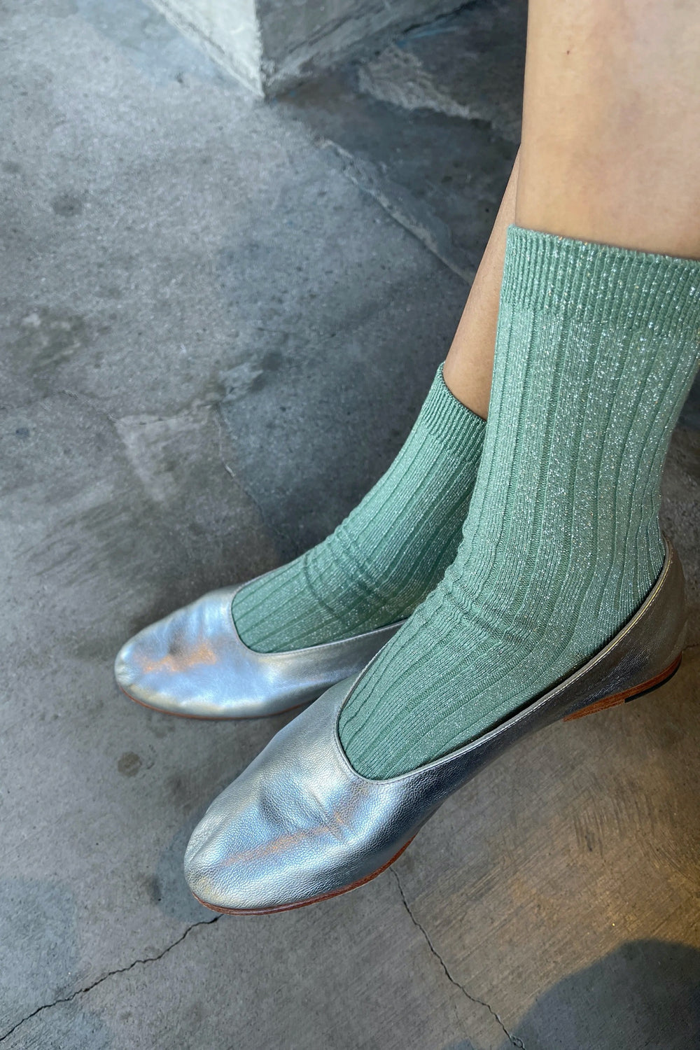 Jade Glitter Lurex Her Socks
