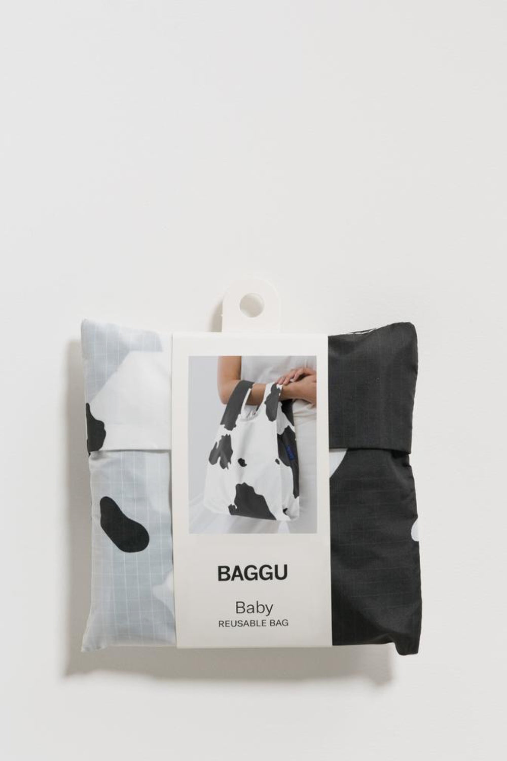 Baby Black + White Cow Baggu