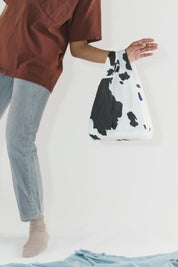 Baby Black + White Cow Baggu