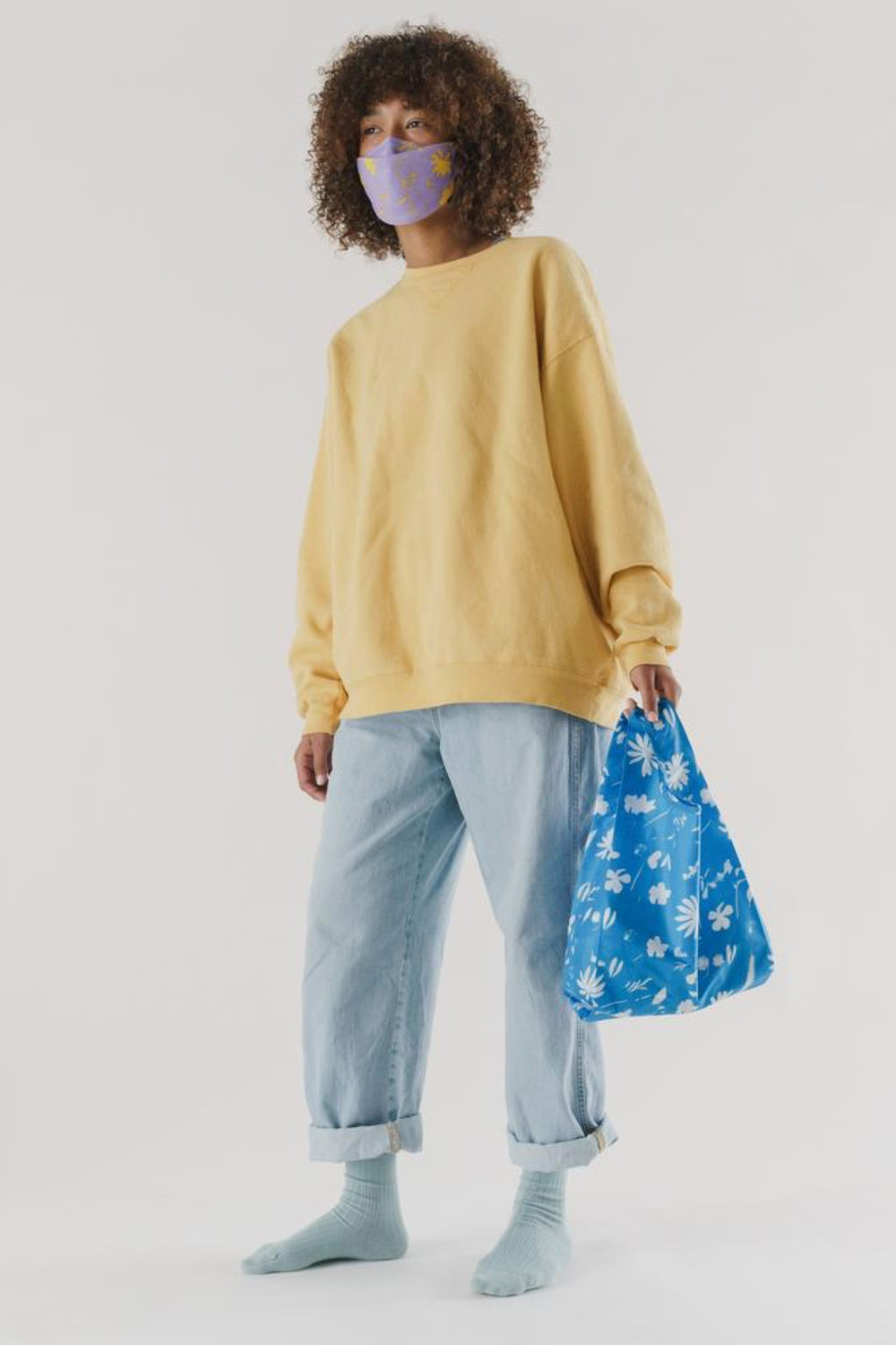 Baby Blue Floral Sun Print Baggu