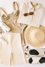 Cream Classic Ribbed Short