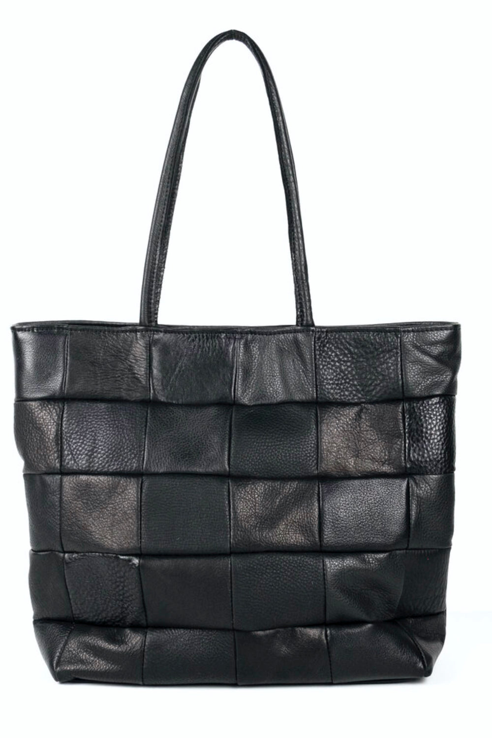 Black Checkered Patchwork Tote