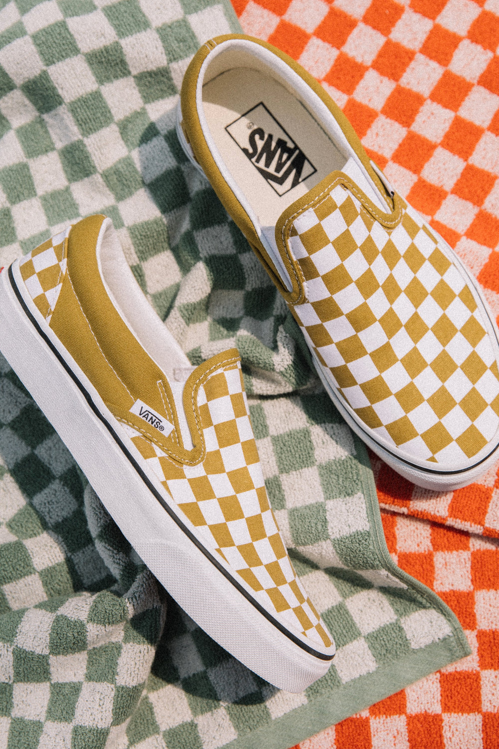 Olive oil checkerboard vans Clearance