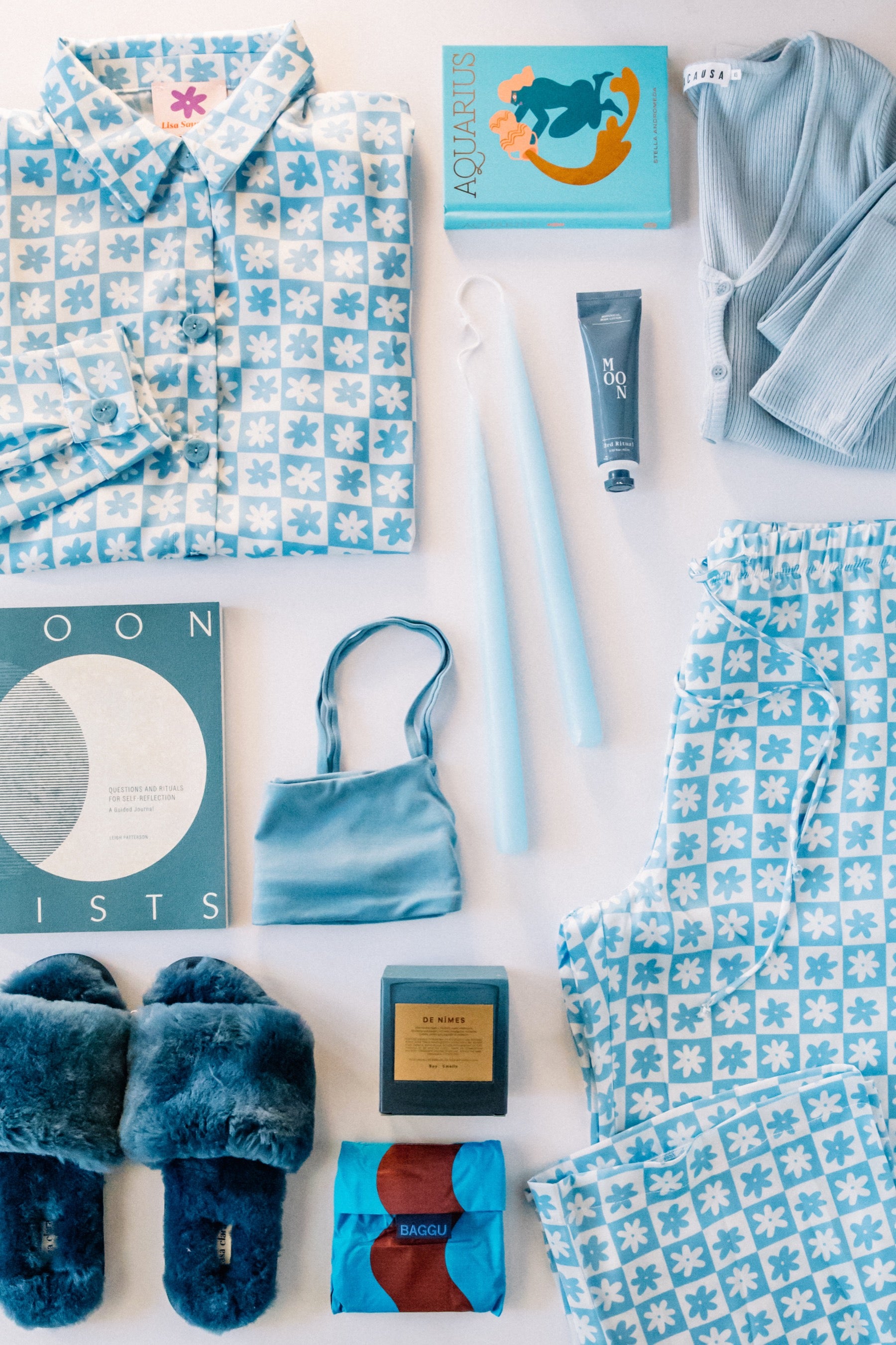 Blue Daisy Check Bailey PJ Set