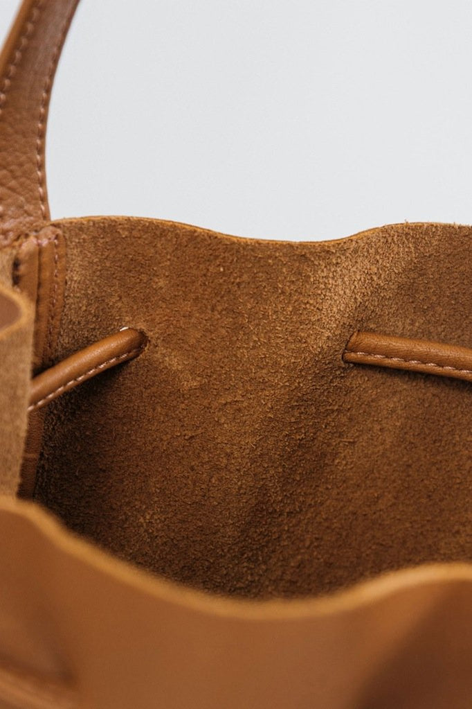 Caramel Leather Drawstring Purse