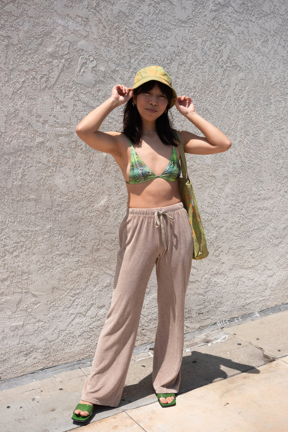 Stone Terry Wide Leg Pant