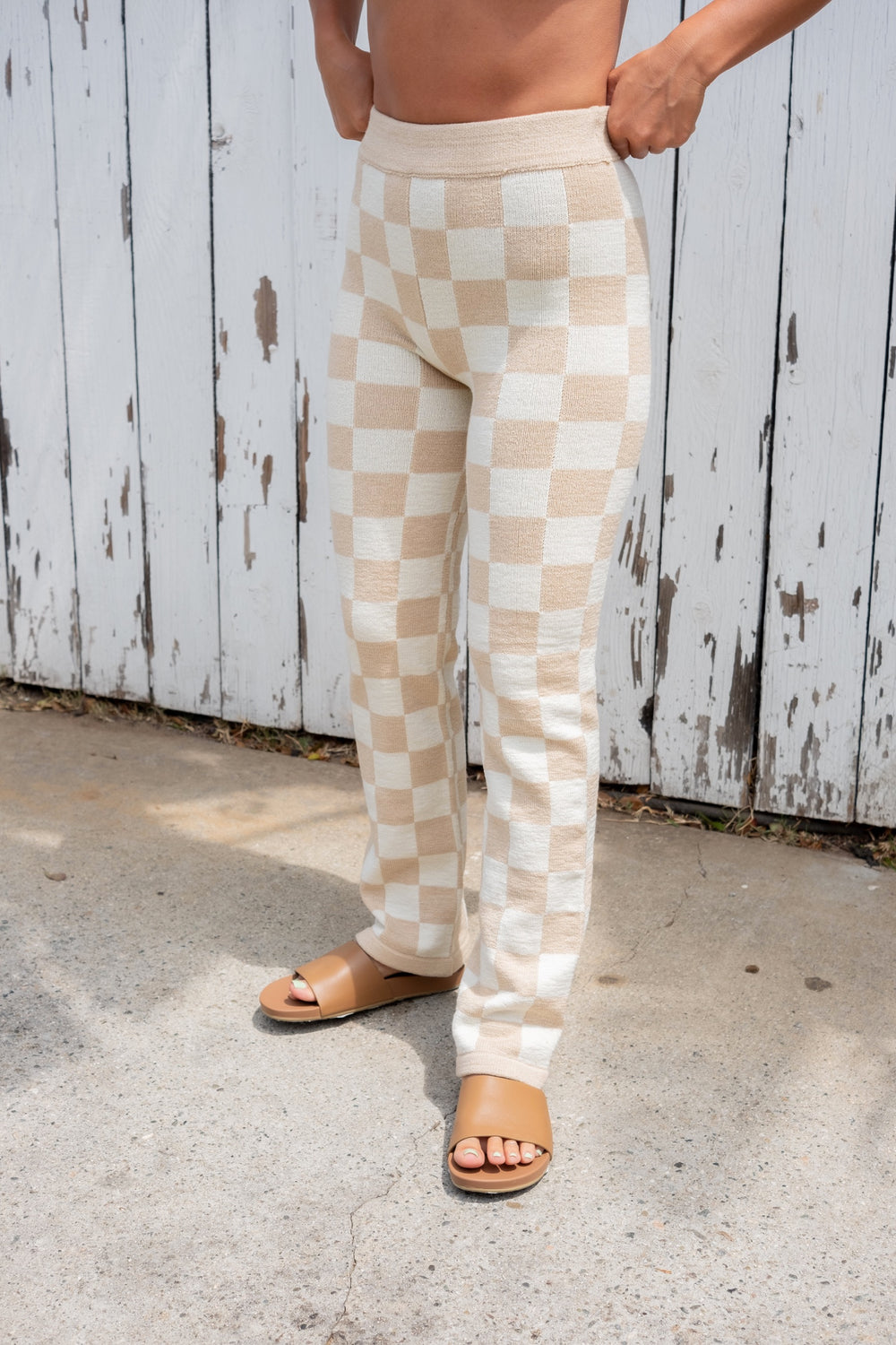 Sand Checkered Pant