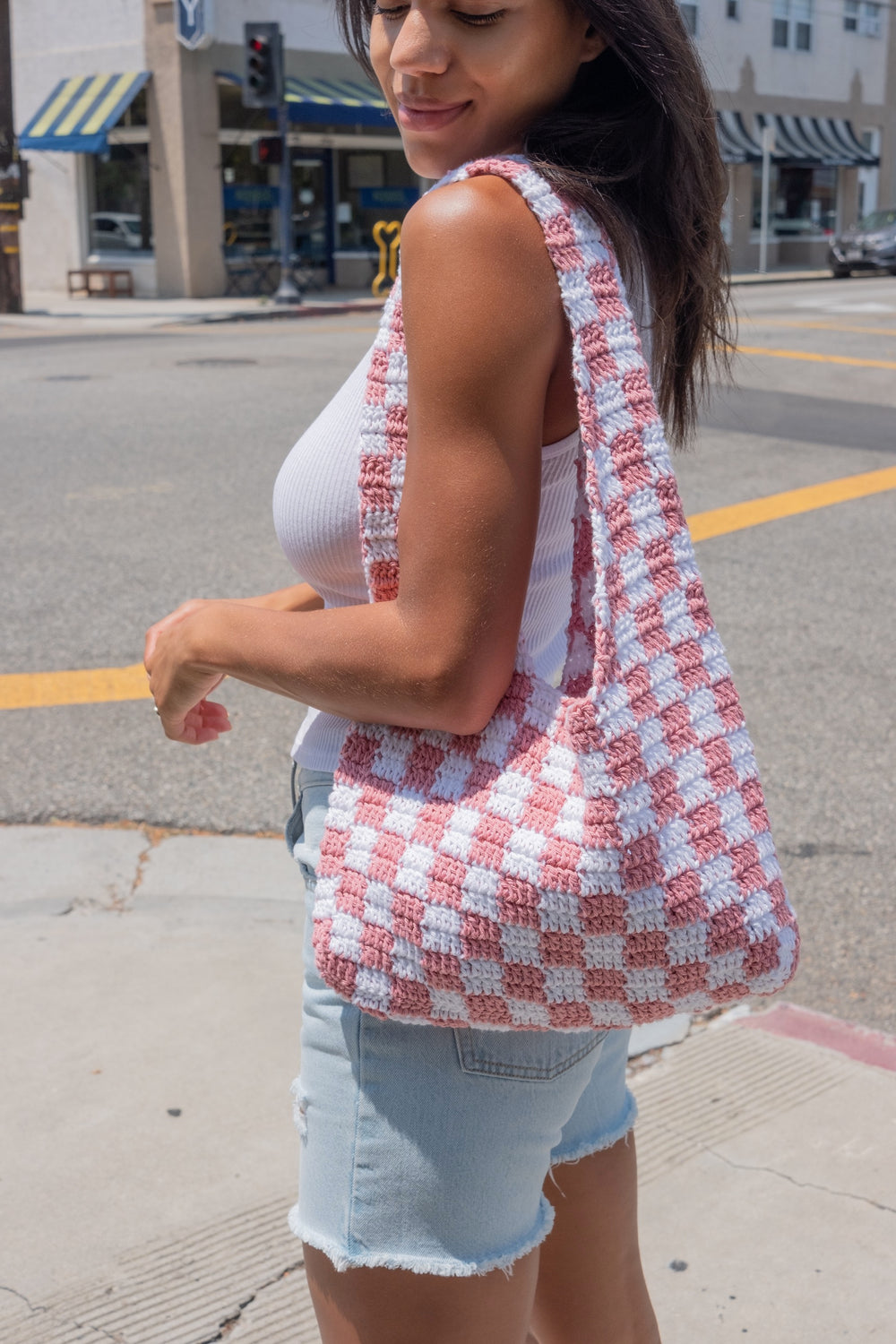 Soft Pink Checker Sicilian Bag