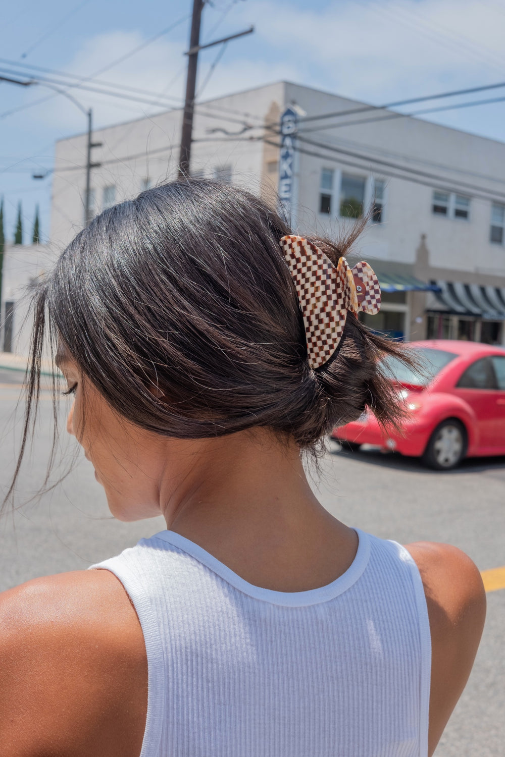 Midi Heirloom Claw in Tortoise Checker