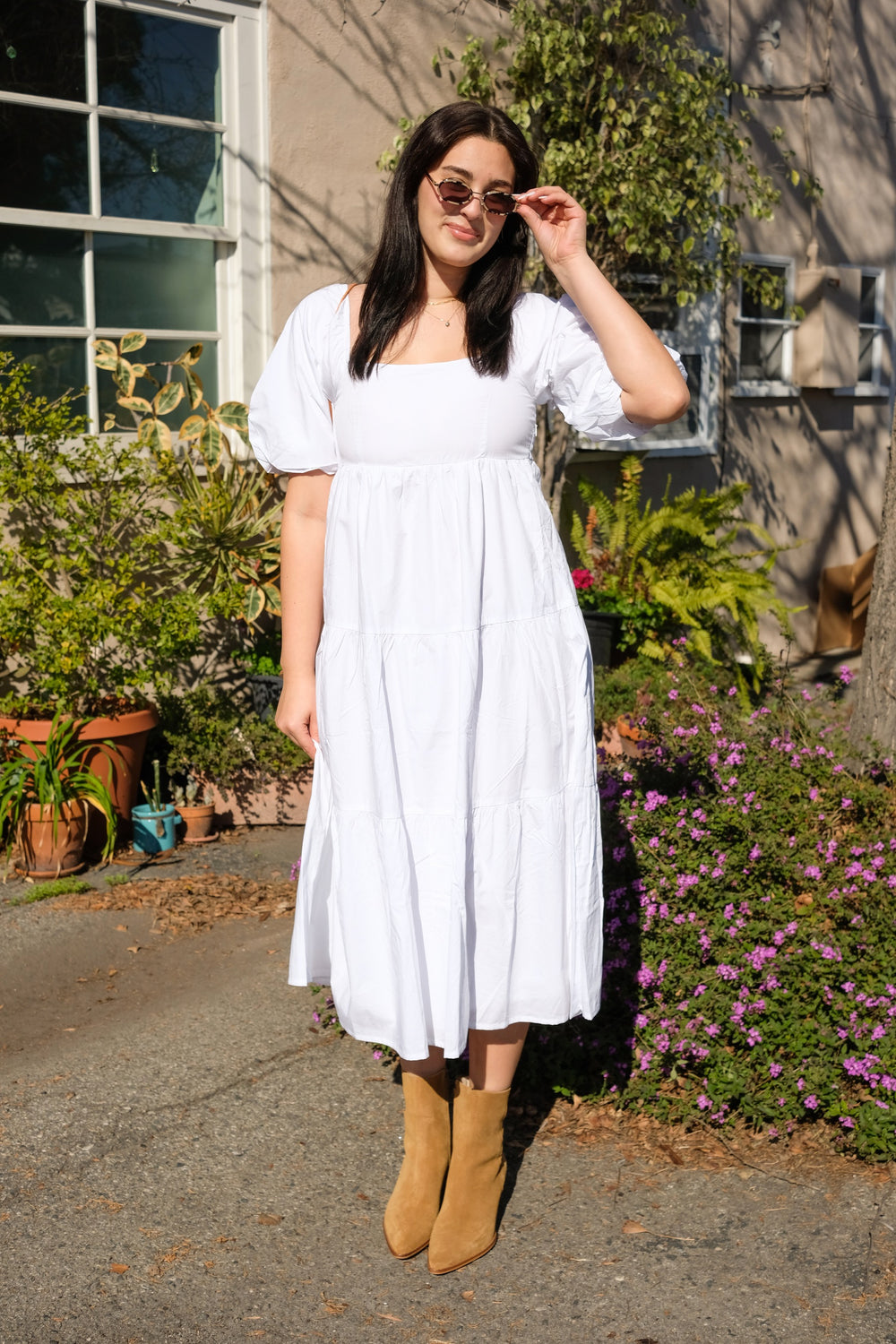 White Kiona Midi Dress