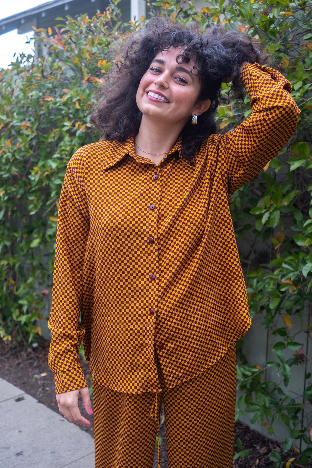 Red + Gold Check Bailey Top