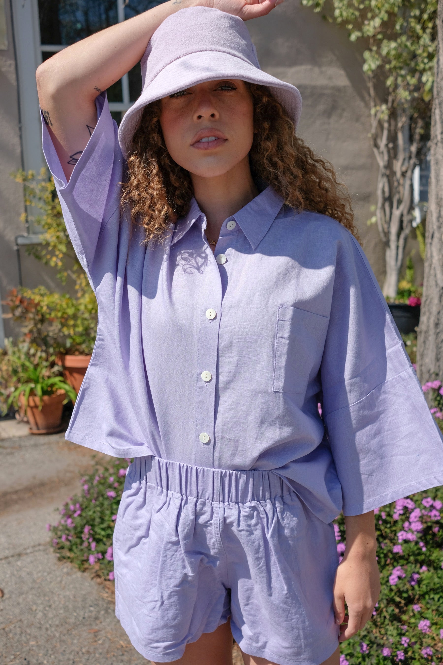 Lilac Linen Short