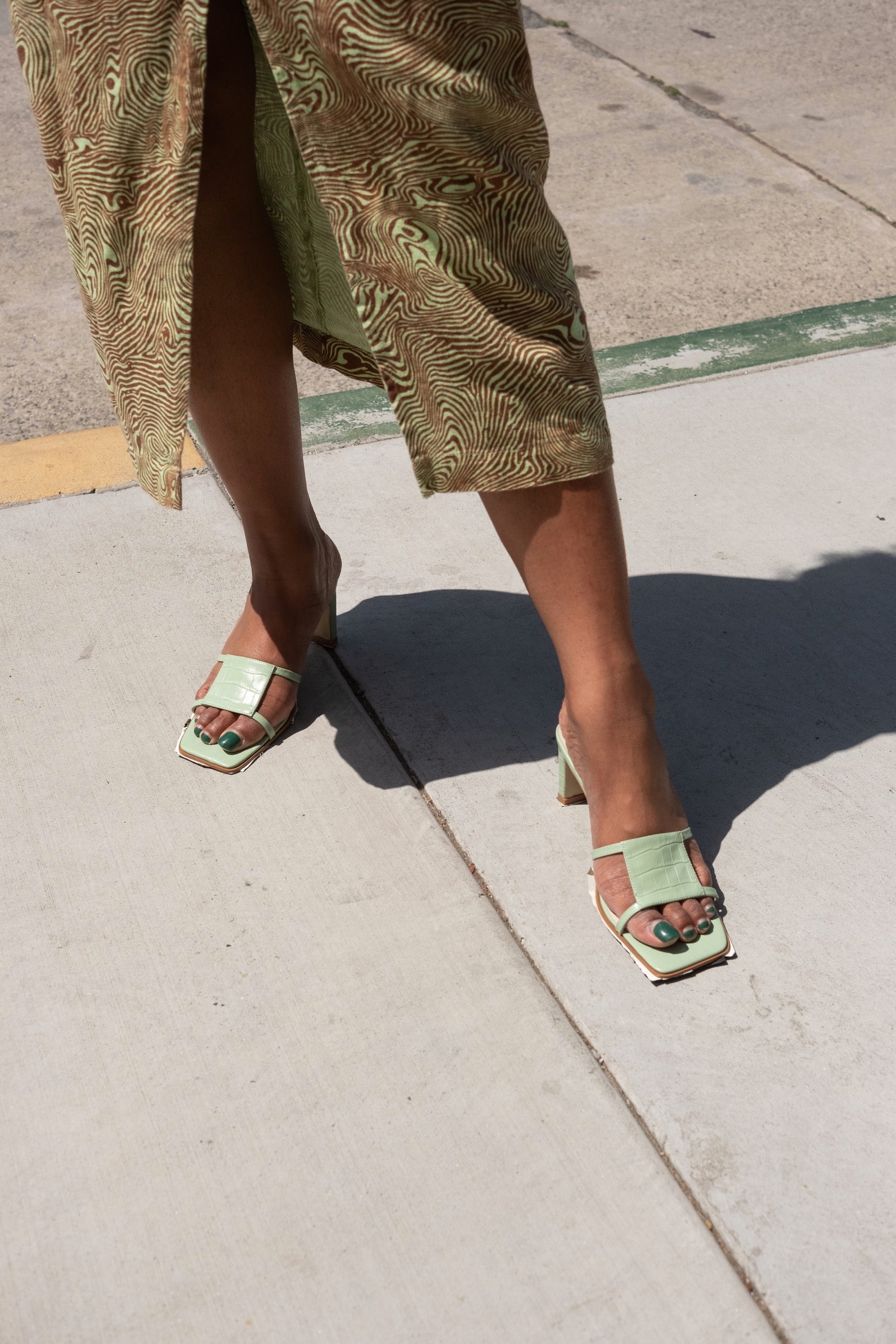 Green Tea Croc Inlow Heel