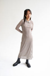 Brown Houndstooth Elena Midi Dress