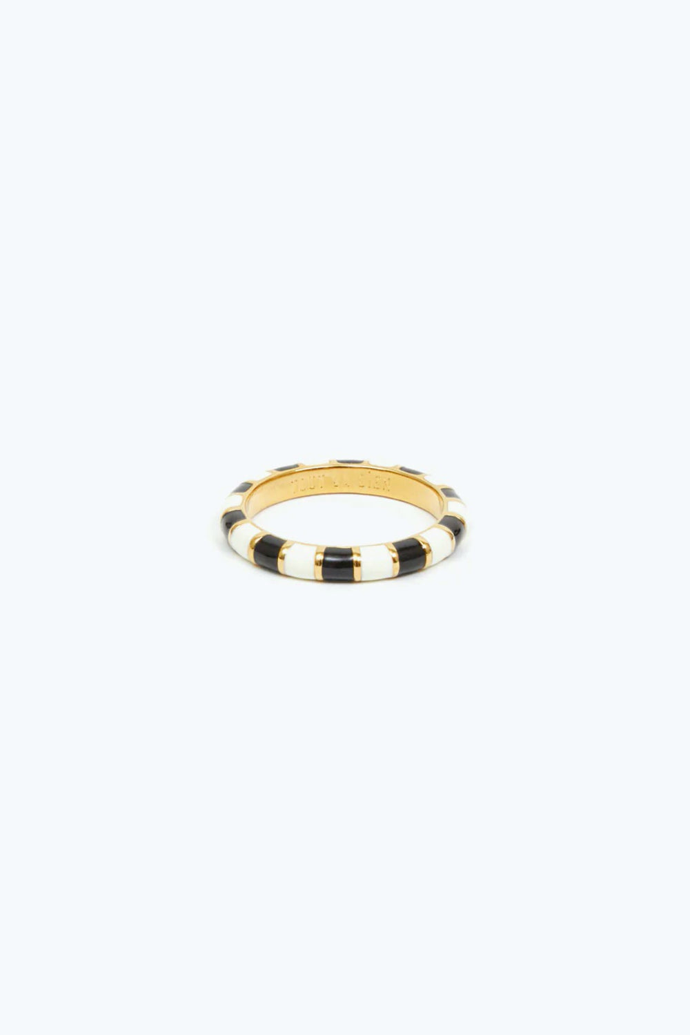 Black + Cream Stripe Stacking Ring