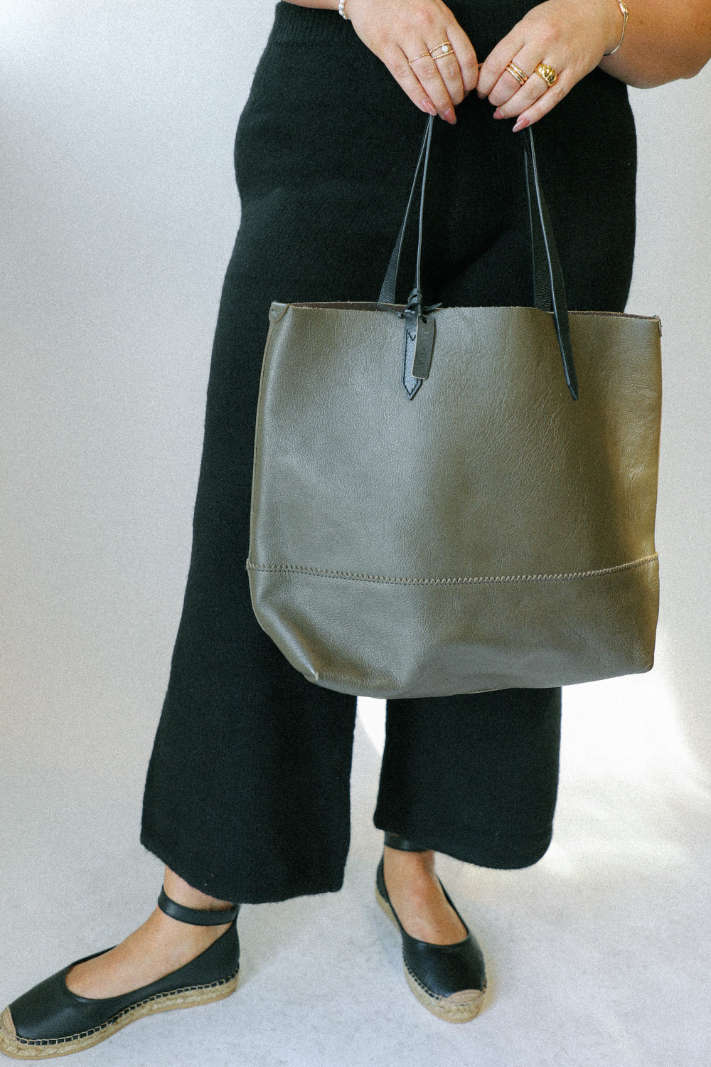 Two Tone Leather Tote