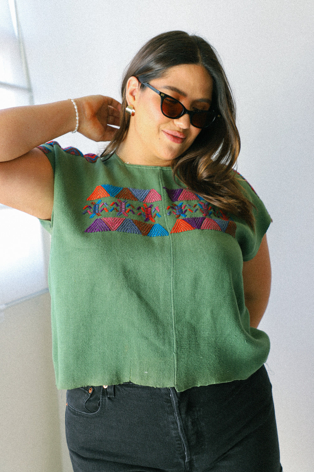 Green Embroidered Blouse