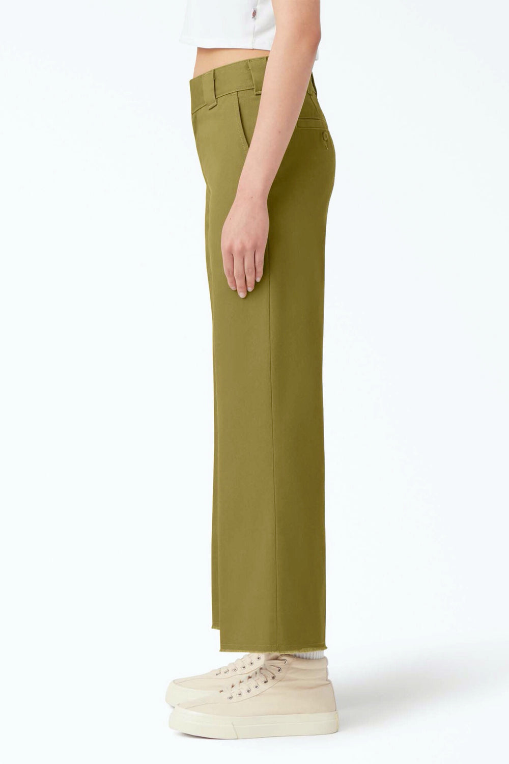 Rinsed Green Moss Crop Ankle Pant