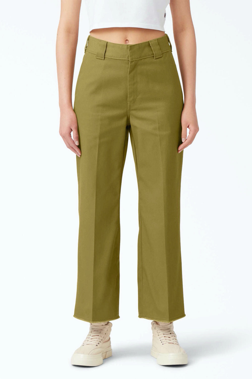 Rinsed Green Moss Crop Ankle Pant