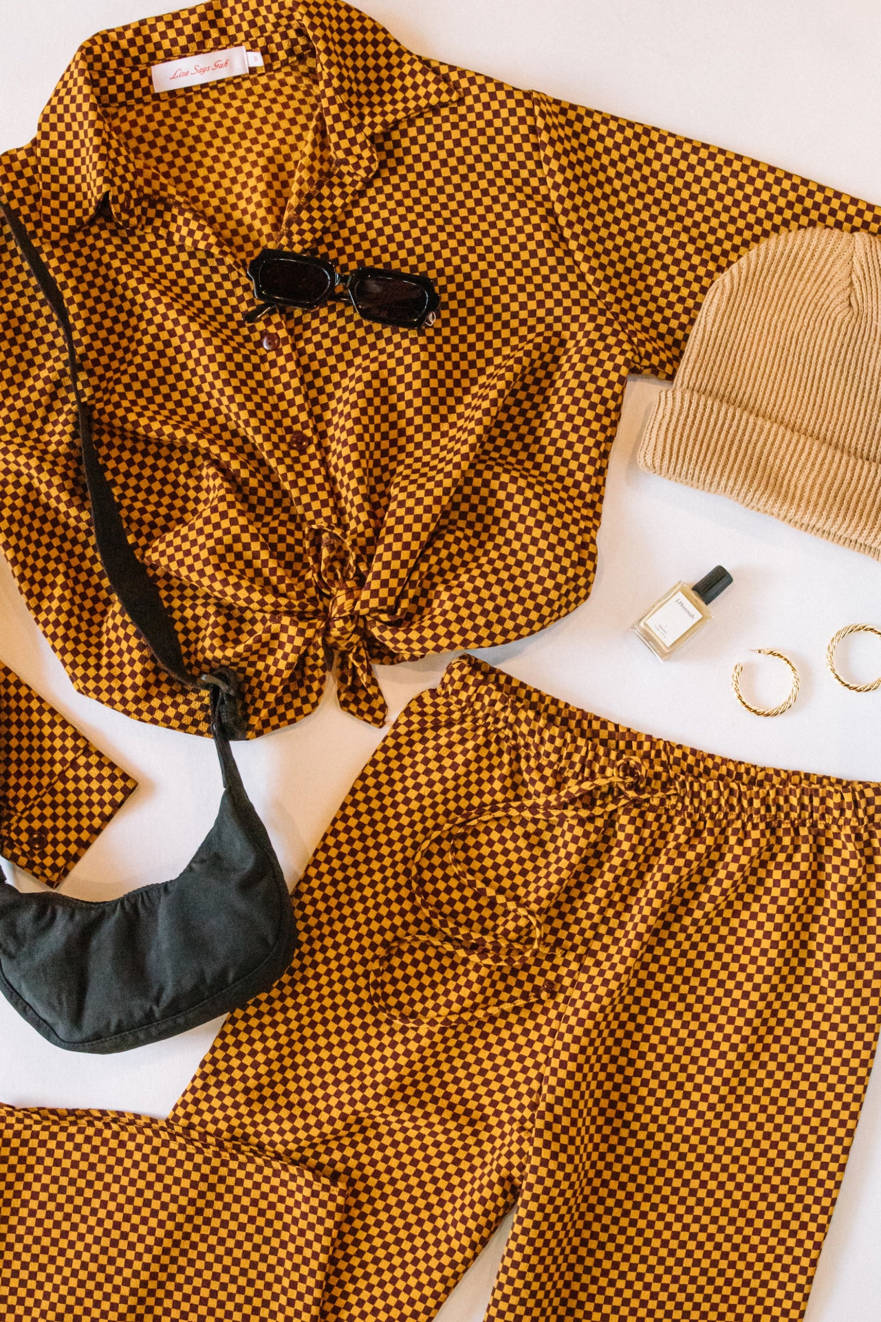 Red + Gold Check Bailey Top
