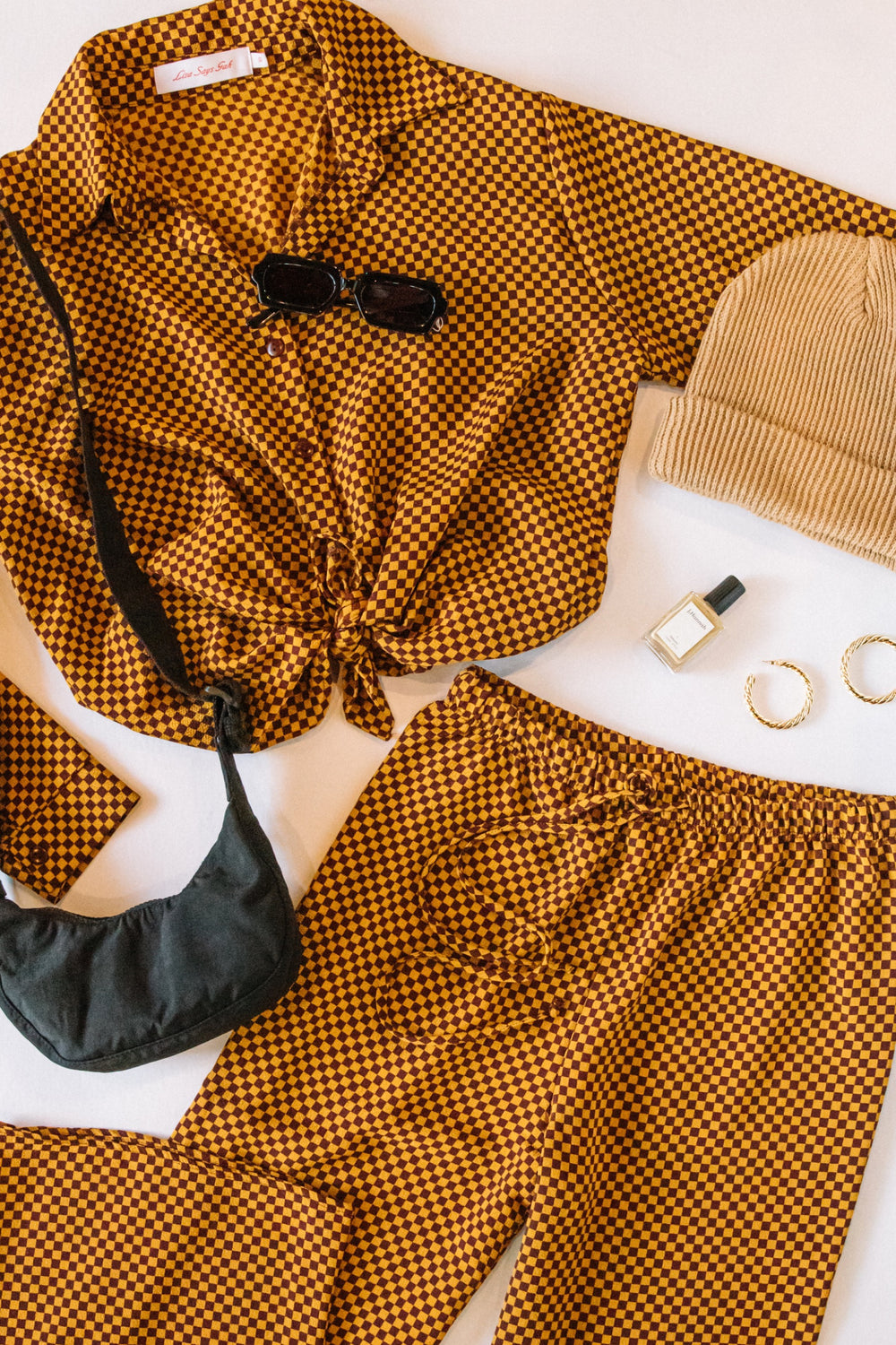 Red + Gold Check Bailey Top