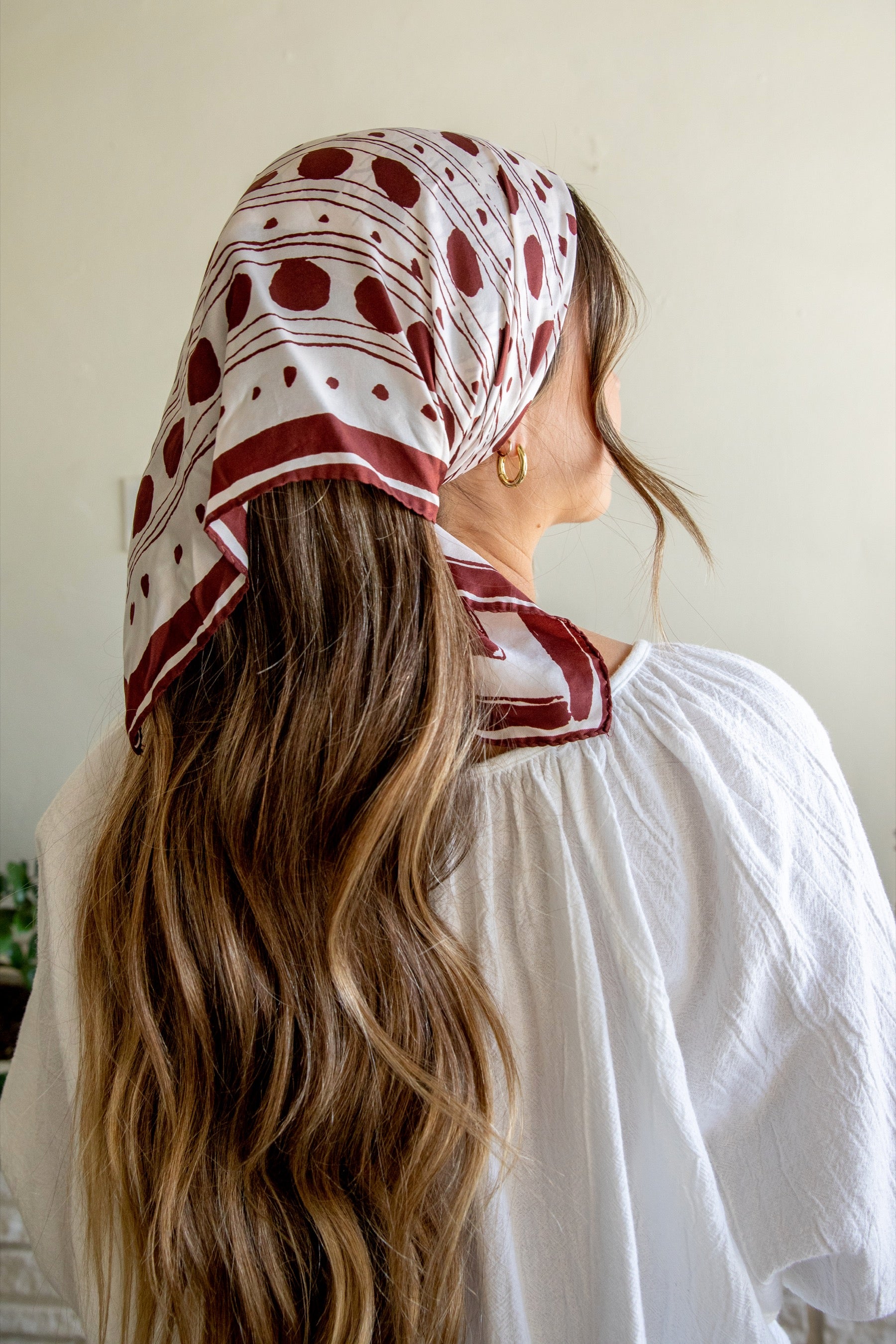 Brown Spotted Vera Silk Scarf