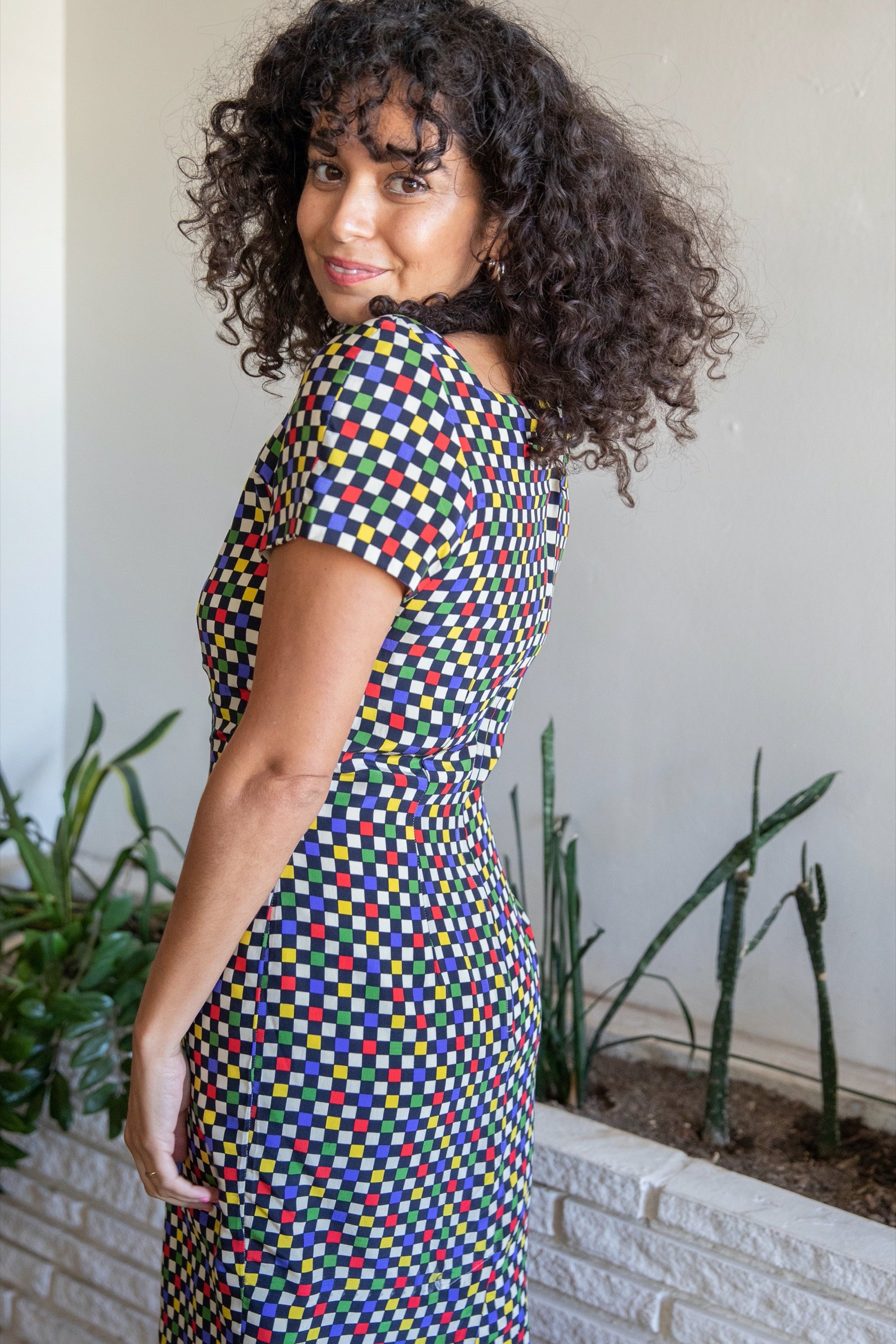 Silk Checkered Ann Taylor Dress Silk Checkered Ann Taylor Dress