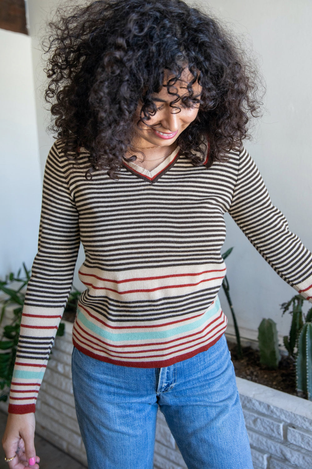 1970's Striped Sweater with Collar