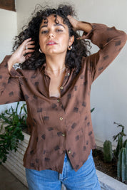 1970's Brown Button Down