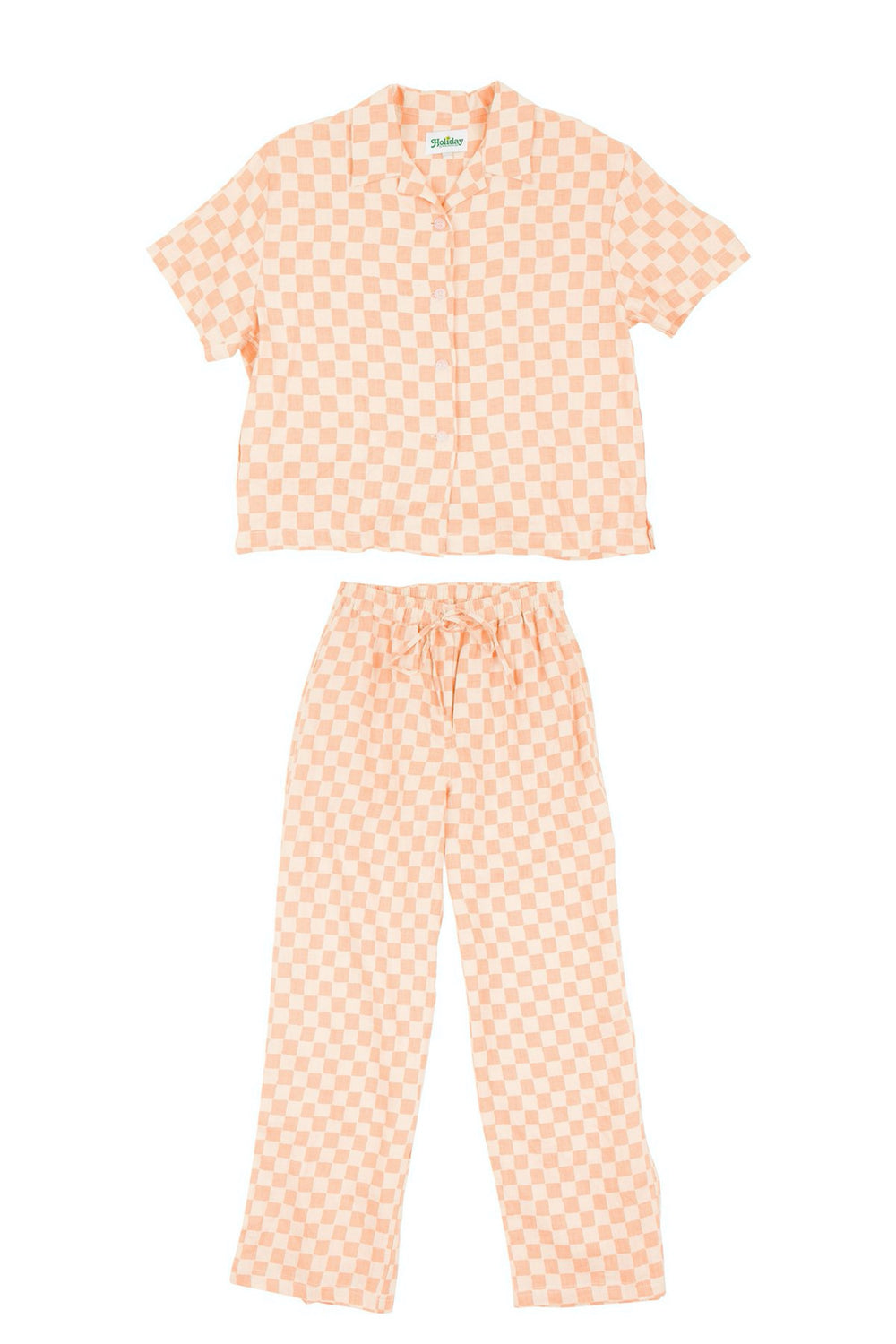 Peach Check Pyjama Long Set
