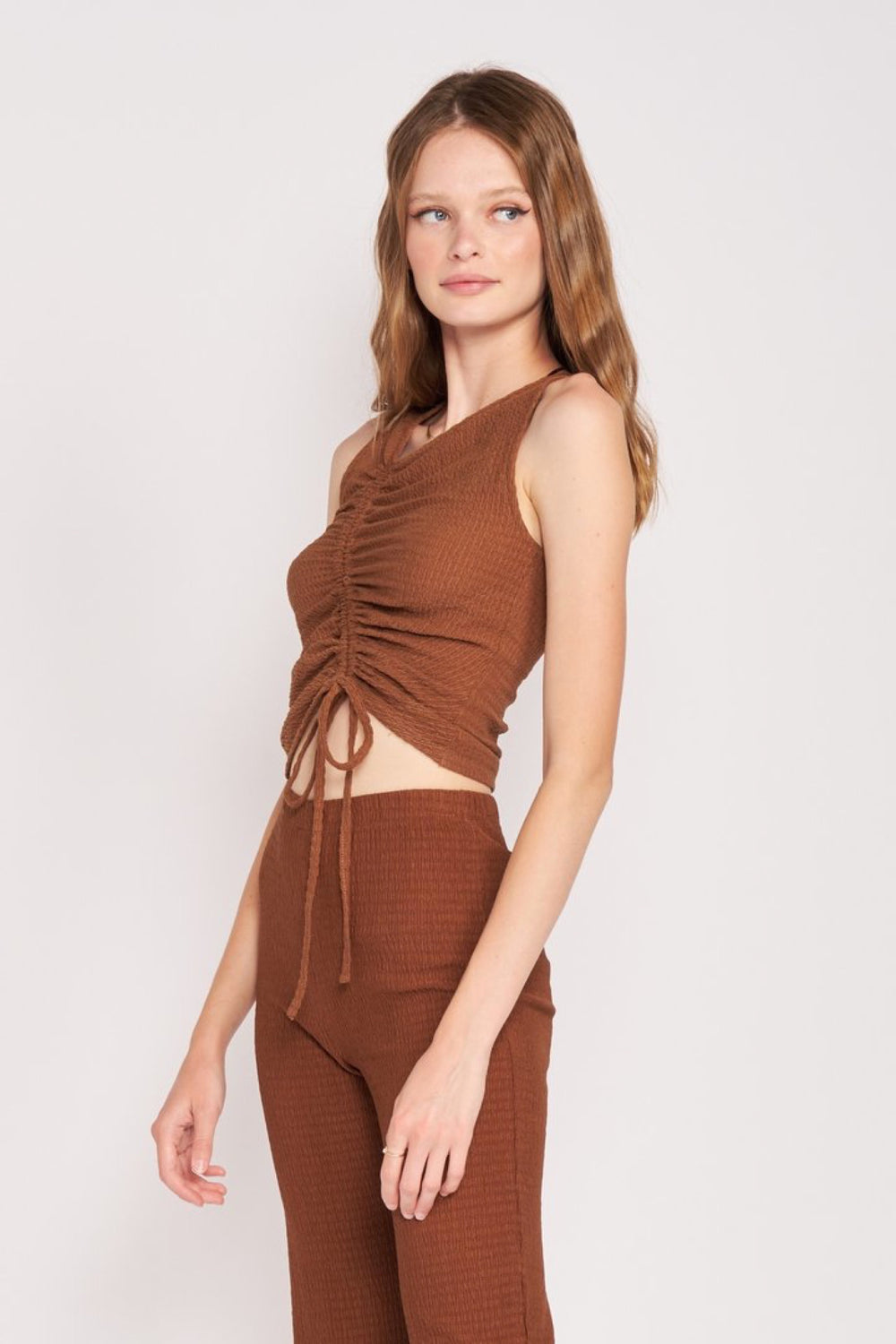 Brown Paisley Ruched Tank