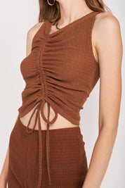 Brown Paisley Ruched Tank