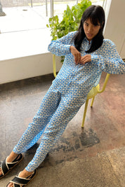 Blue Daisy Check Bailey PJ Set