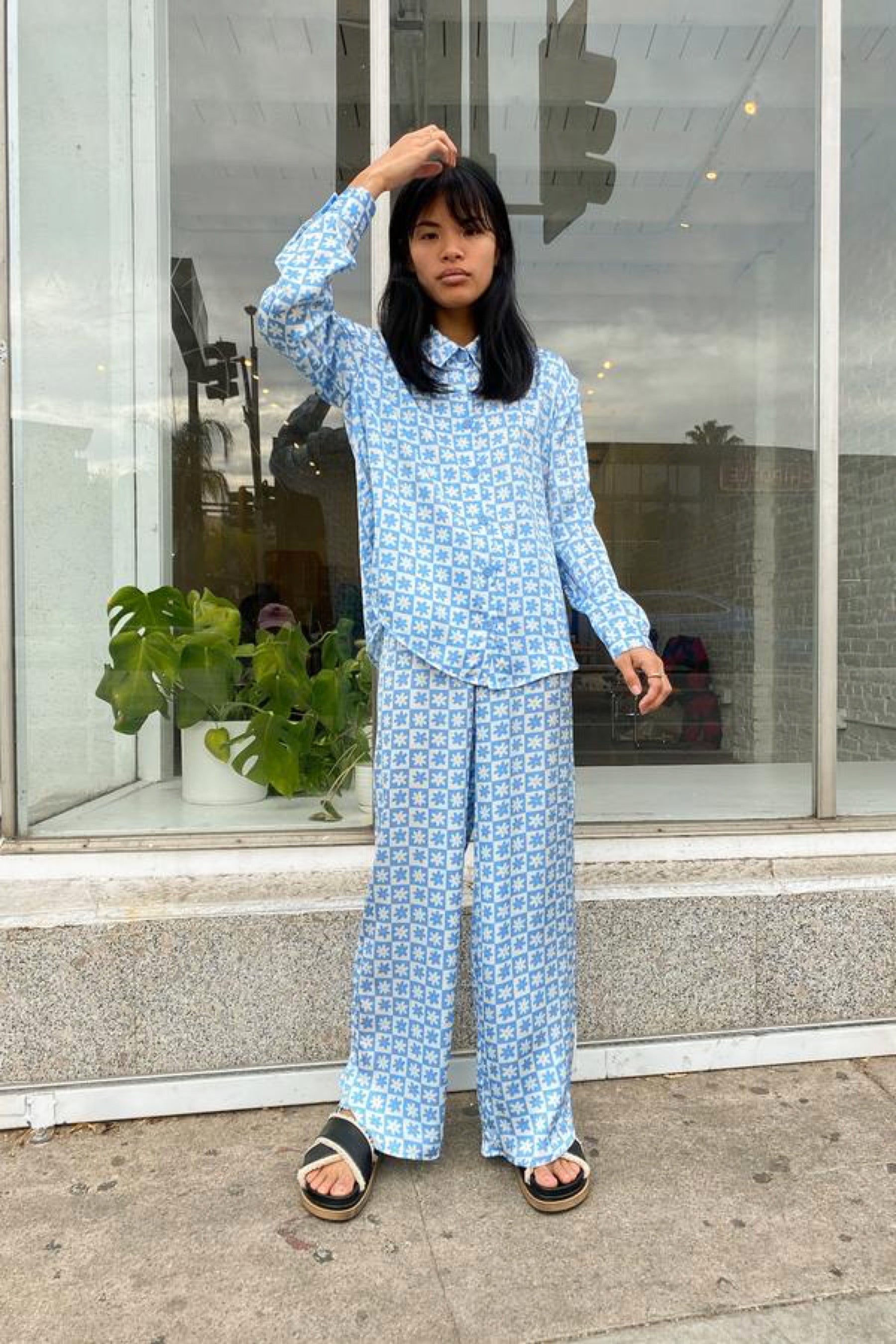Blue Daisy Check Bailey PJ Set